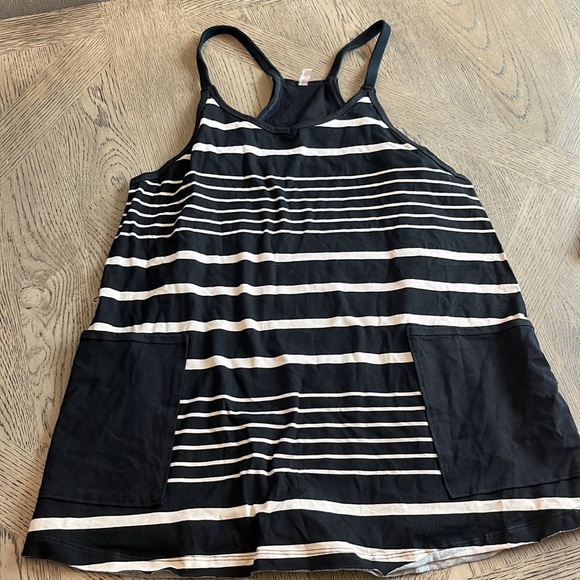Free People Movement Hot Shot Mini Dress Black and Tan Stripes Small NWOT - Picture 8 of 11